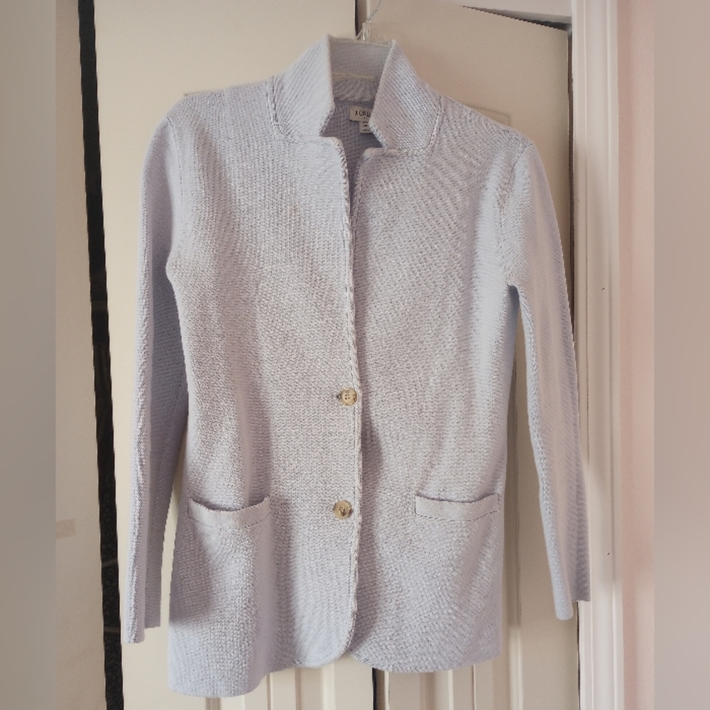 J. Crew Factory Two Button Sweater Blazer in Pale Blue